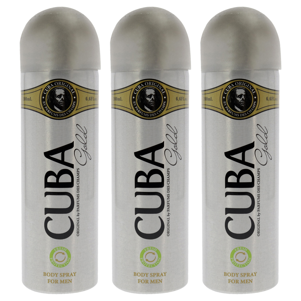 Cuba Gold by Cuba for Men - 6.6 oz Body Spray - Pack of 3